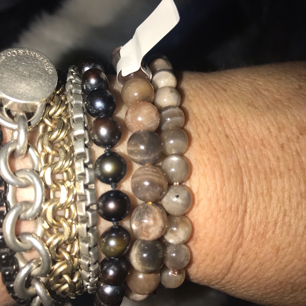 Set(2) Grey and Black/Peach Moonstone Bracelets